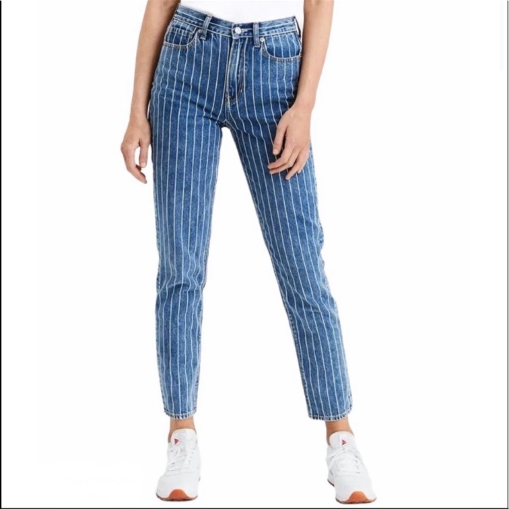 AEO Stripe Mom Jean